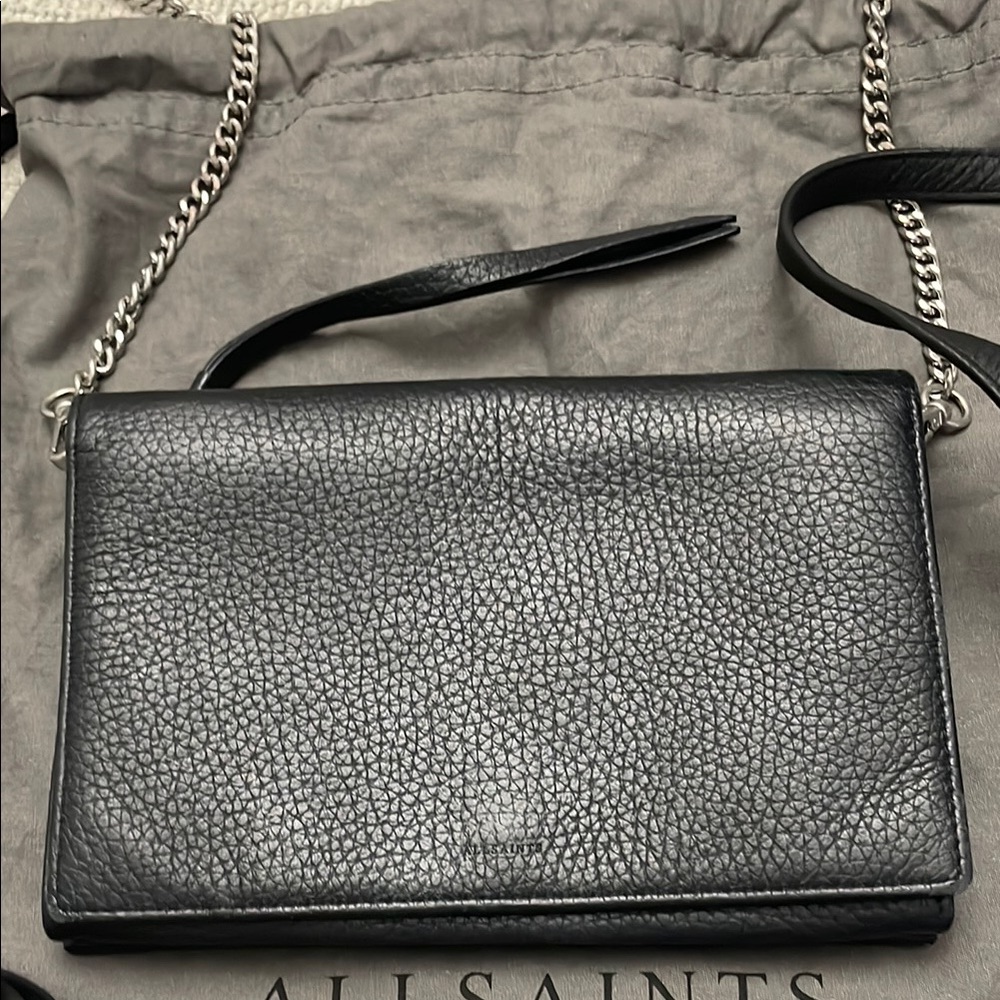 All Saints Black Crossbody Bag Minimalist Design - Picture 2 of 7